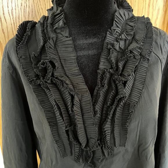 J. CREW women's size 10 blouse, with long sleeves and ruffles, black - Picture 4 of 9